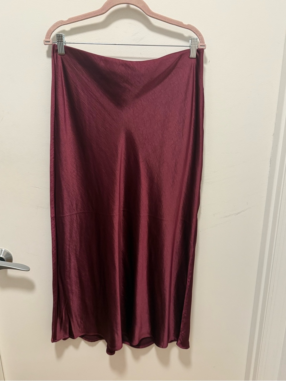 Women’s Satin Slip Midi Skirt in Deep Wine - Picture 1 of 4